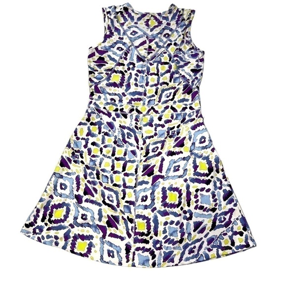 Title Nine Dress Medium Geometric Abstract Print Sleeveless Dress Zip Pocket - Picture 3 of 8